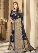 Ethnic Solid Art Jalpari Collection saree with golden border