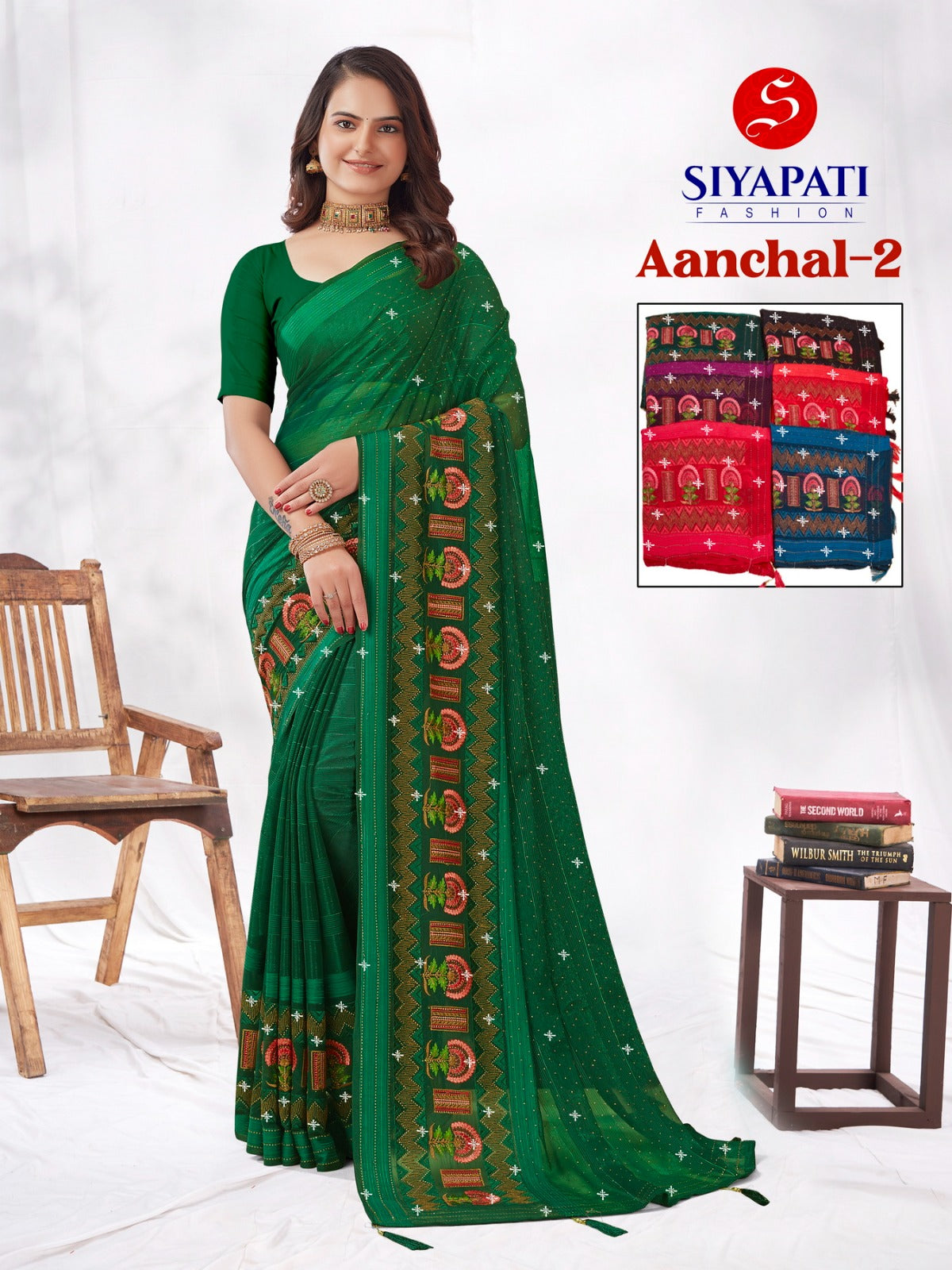 Women's Fashion Siyapati Saree Aanchal- 2