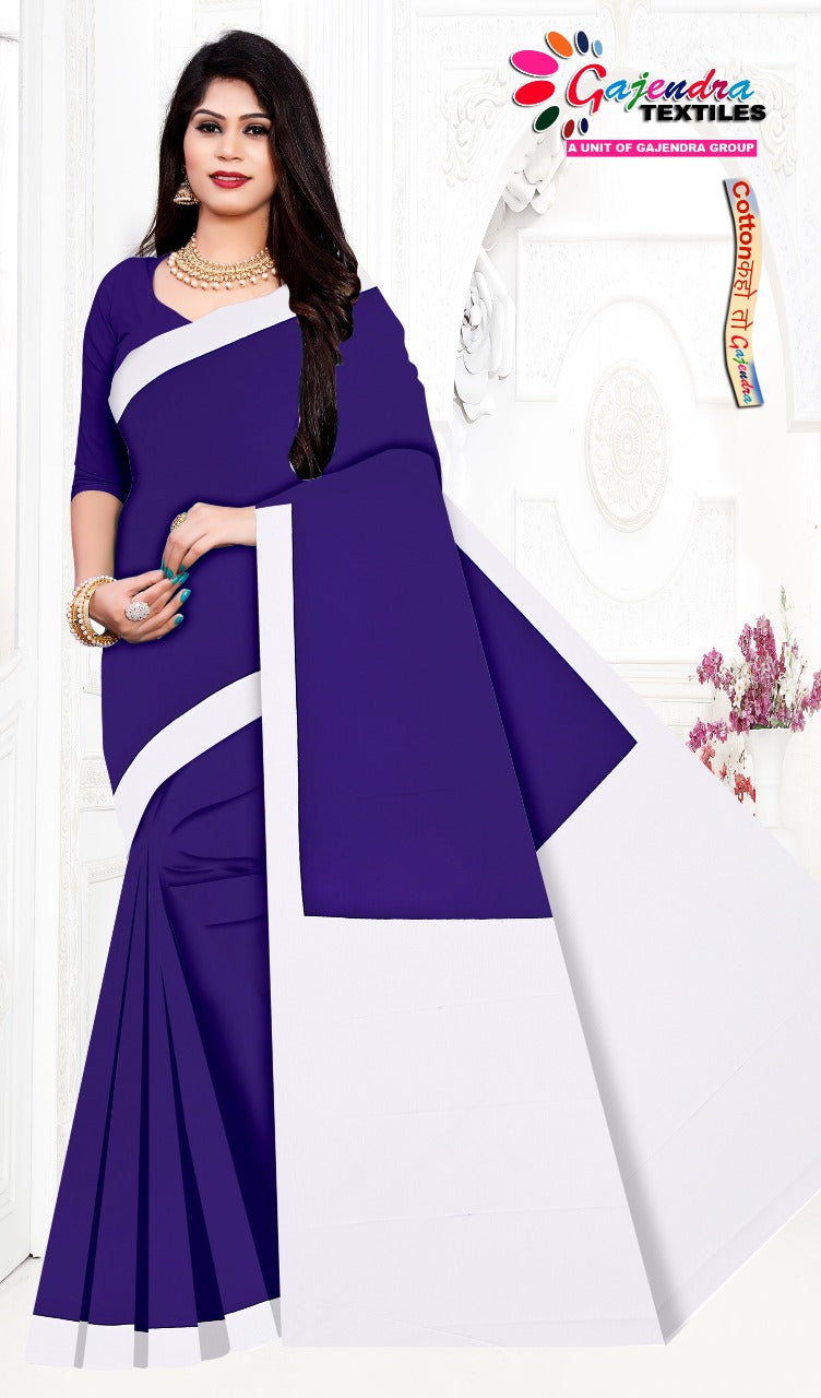 women's simple plain Gajendra Saree with Blouse Piece