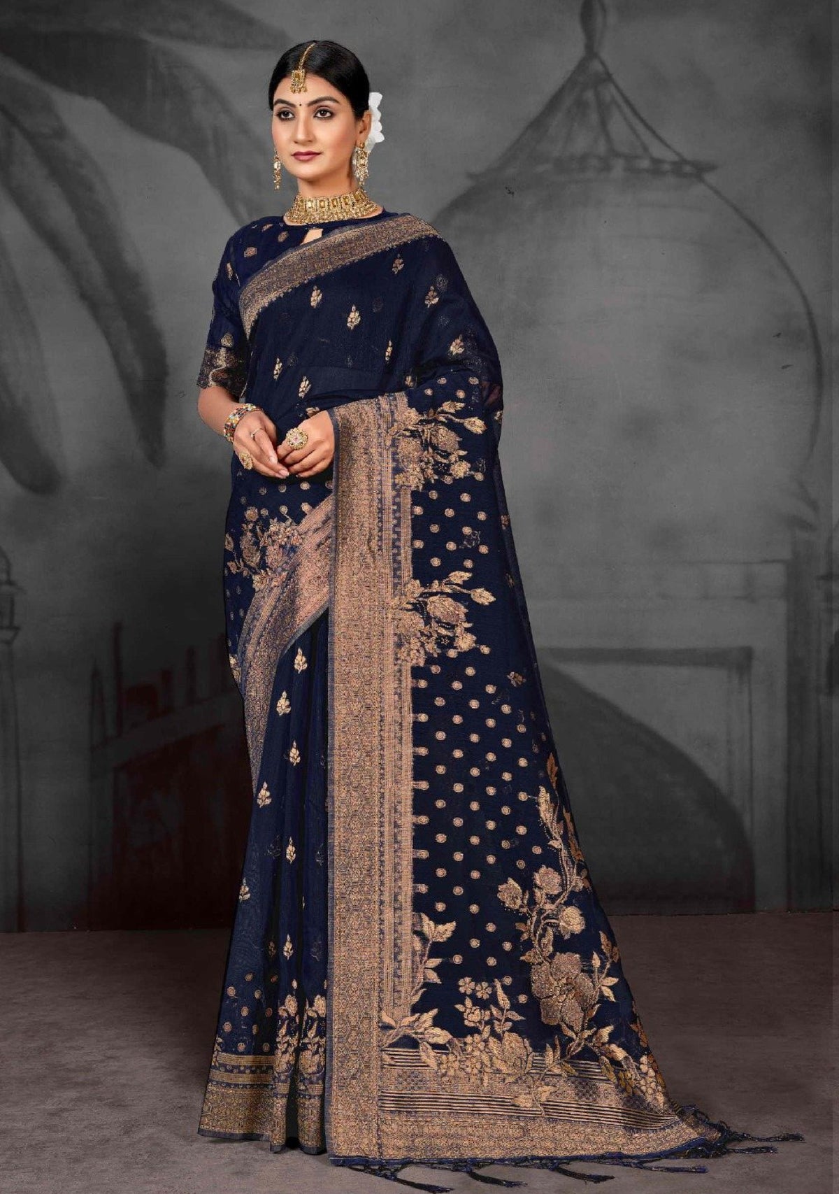 Ethnic Solid Art Jalpari Collection  Saree
