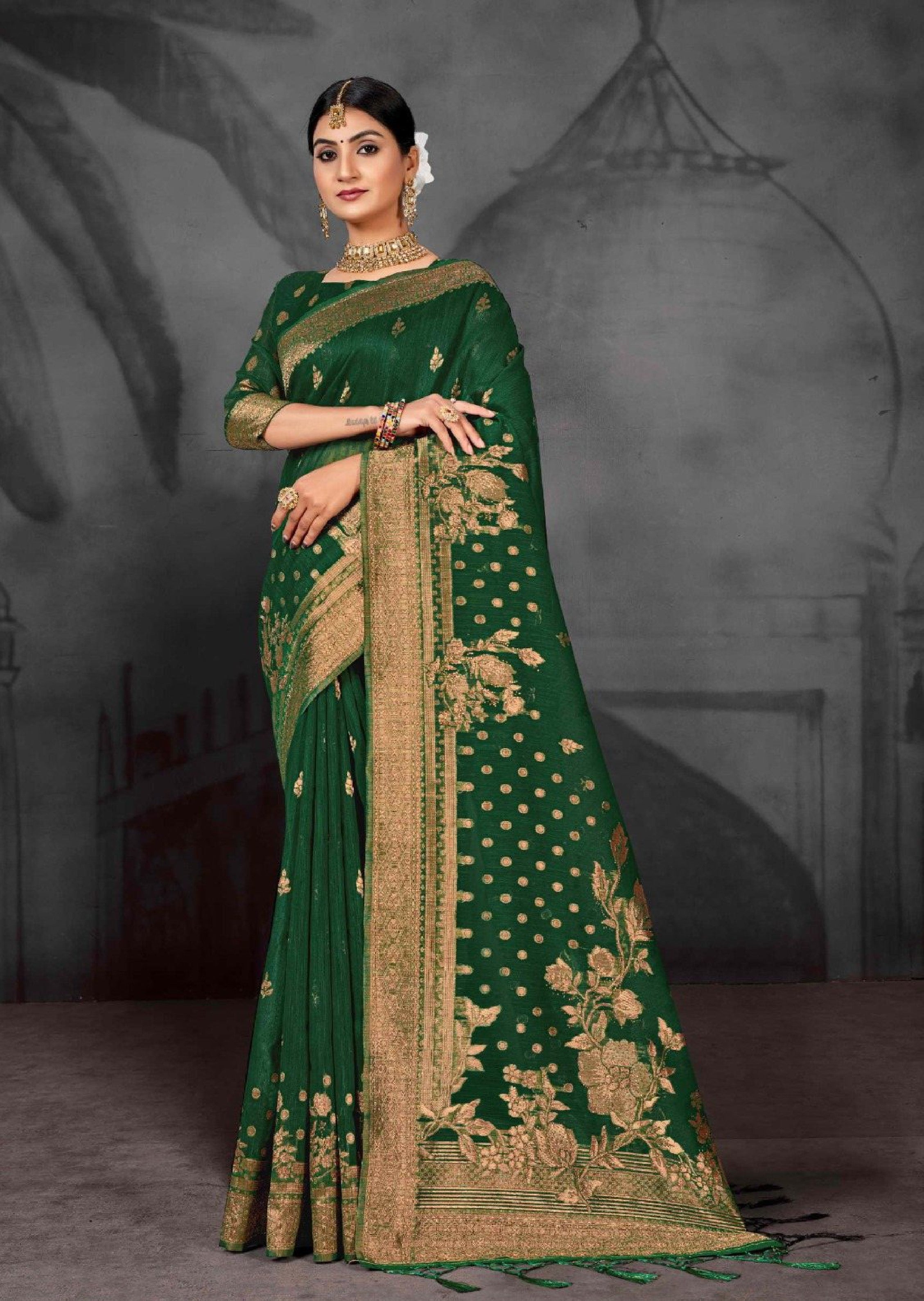 Ethnic Solid Art Jalpari Collection  Saree
