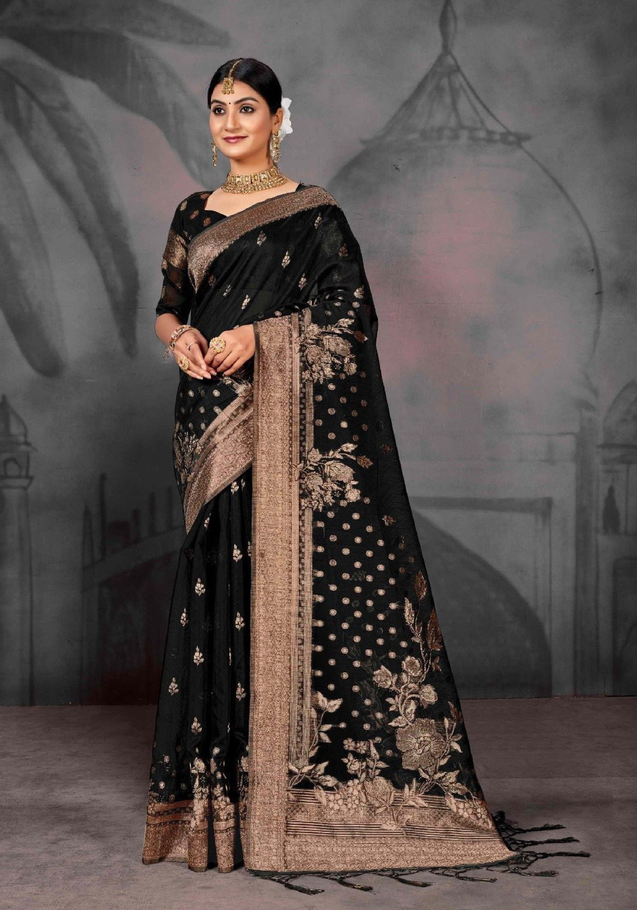 Ethnic Solid Art Jalpari Collection  Saree