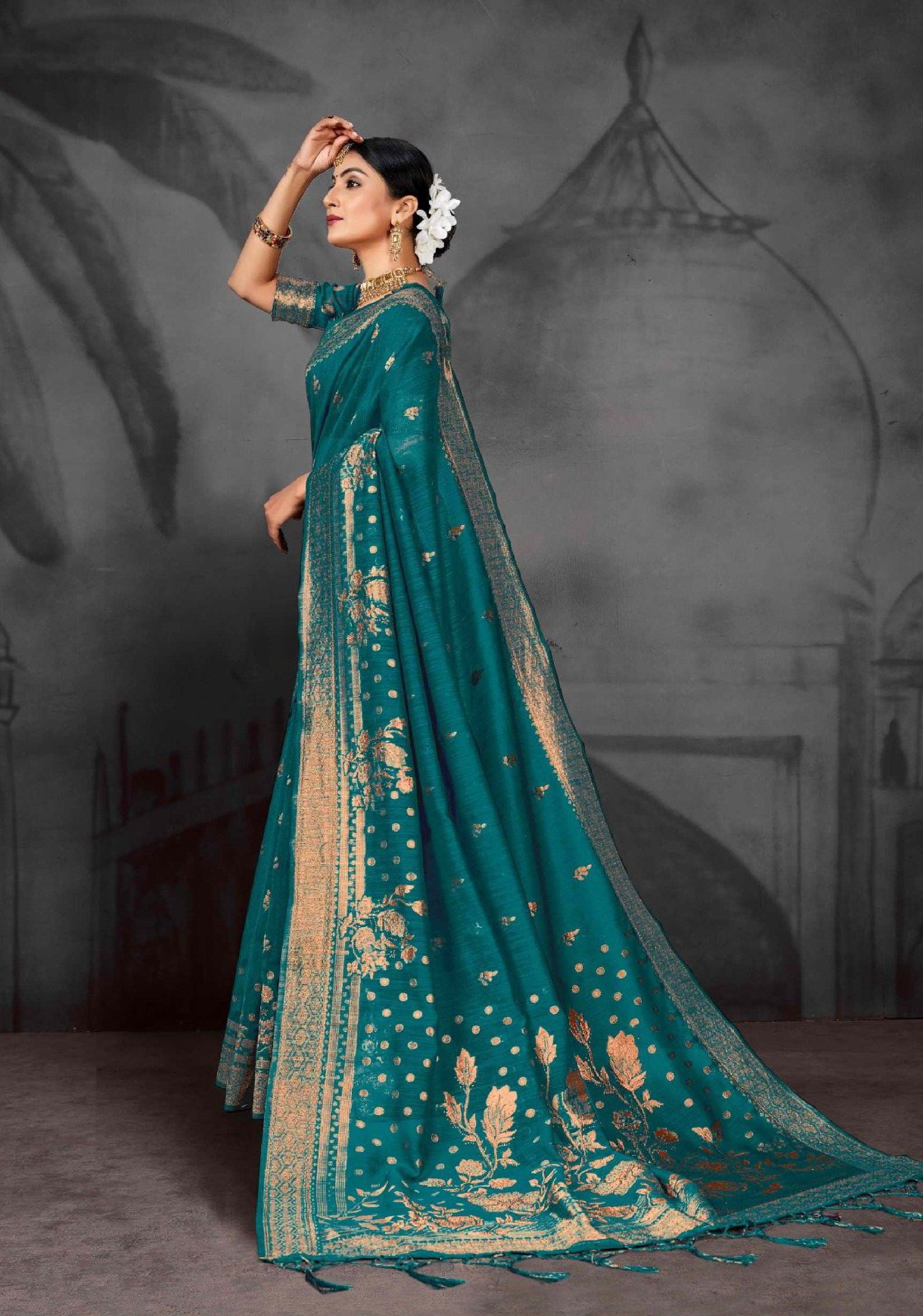 Ethnic Solid Art Jalpari Collection  Saree
