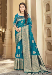 Ethnic Solid Art Jalpari Collection saree with golden border