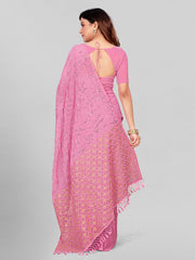 Fancy Sequined Embroidered Peach Pink Coloured Georgette Saree with Blouse Piece